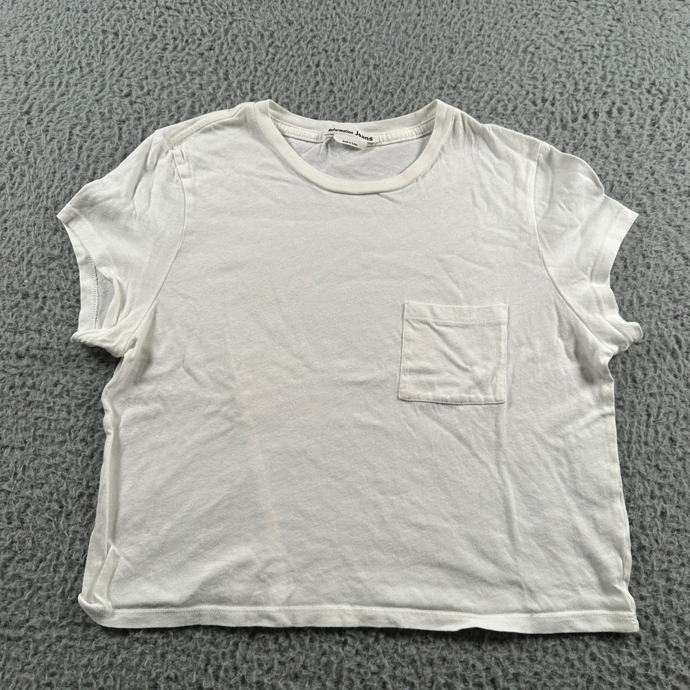 Reformation Womens Cotton‎ Crew Neck Short Sleeve Pocket Tee Top White Size S